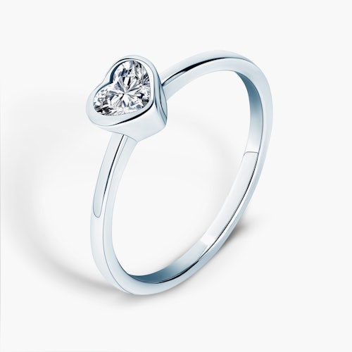 Pierścionek zaręczynowy Pure: białe złoto, diament w szlifie serce